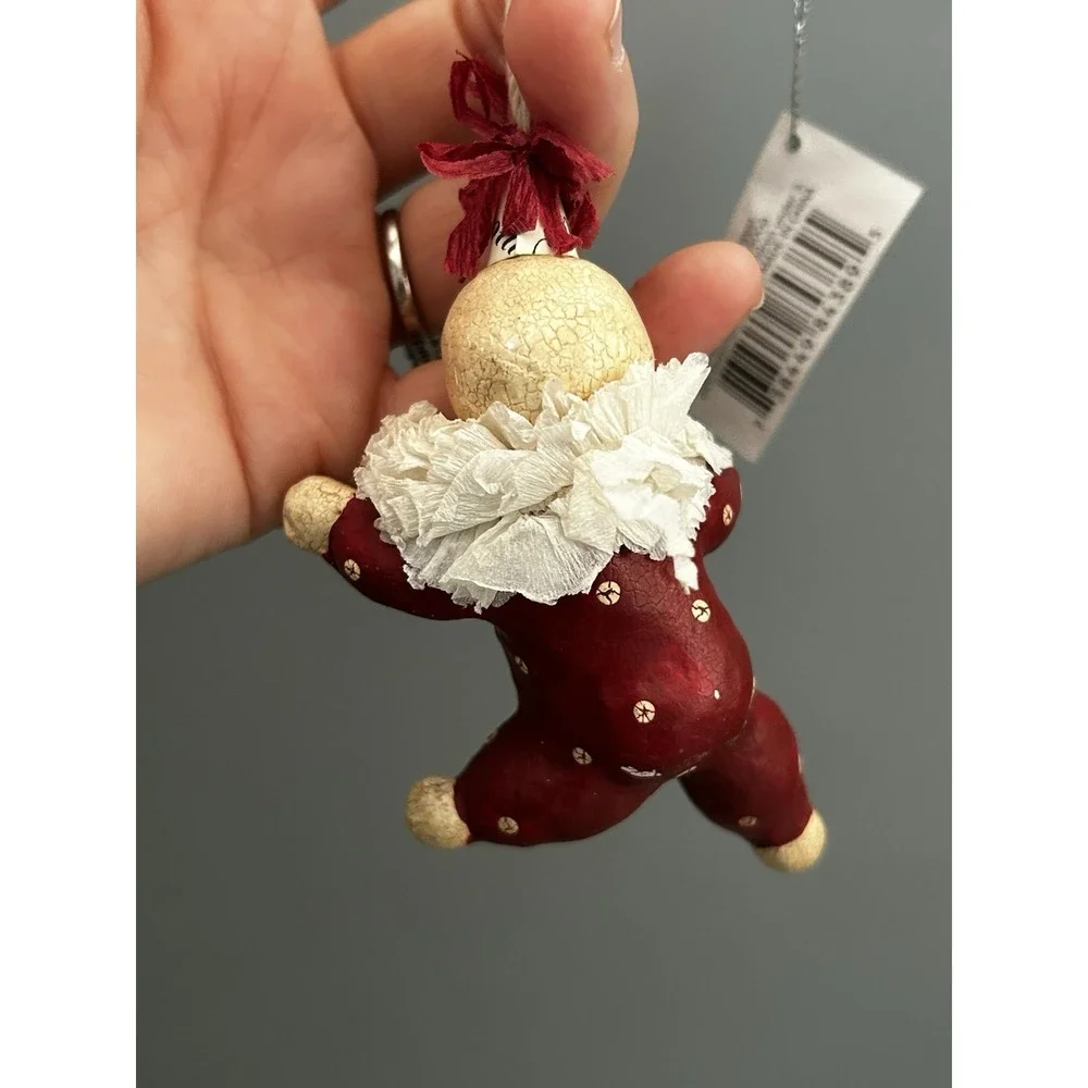 Vintage Midwest Cannon Falls Nicol Sayre Snowman Red Clown Ornament W/ Tags